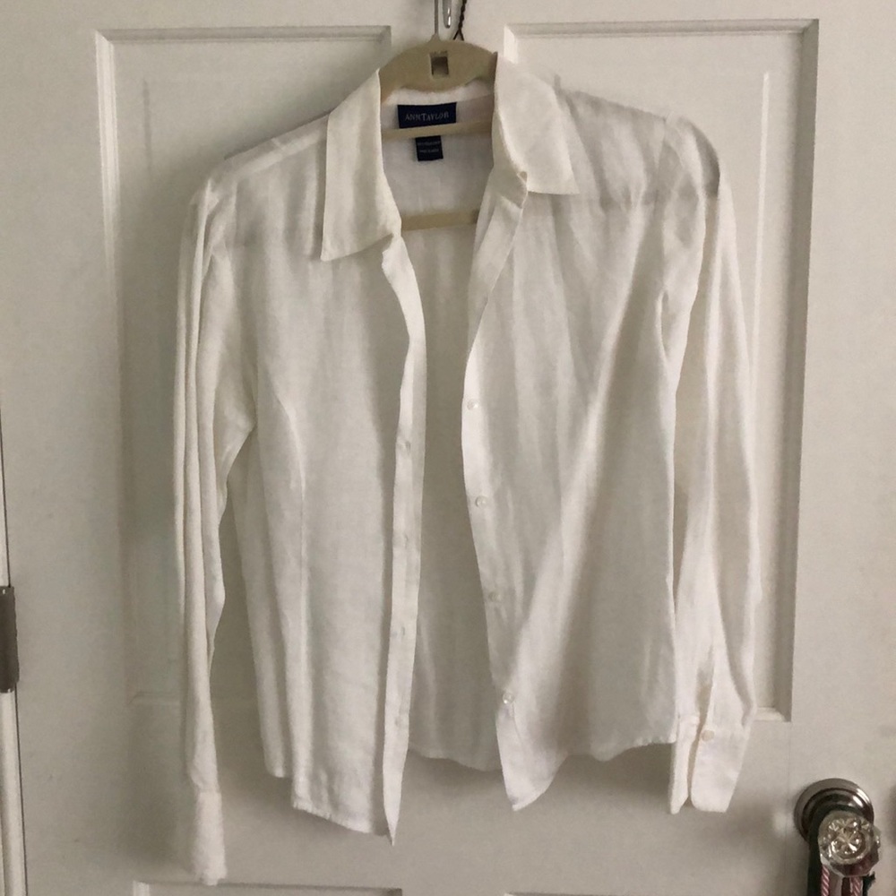 Vintage Linen white button down -  Ann Taylor